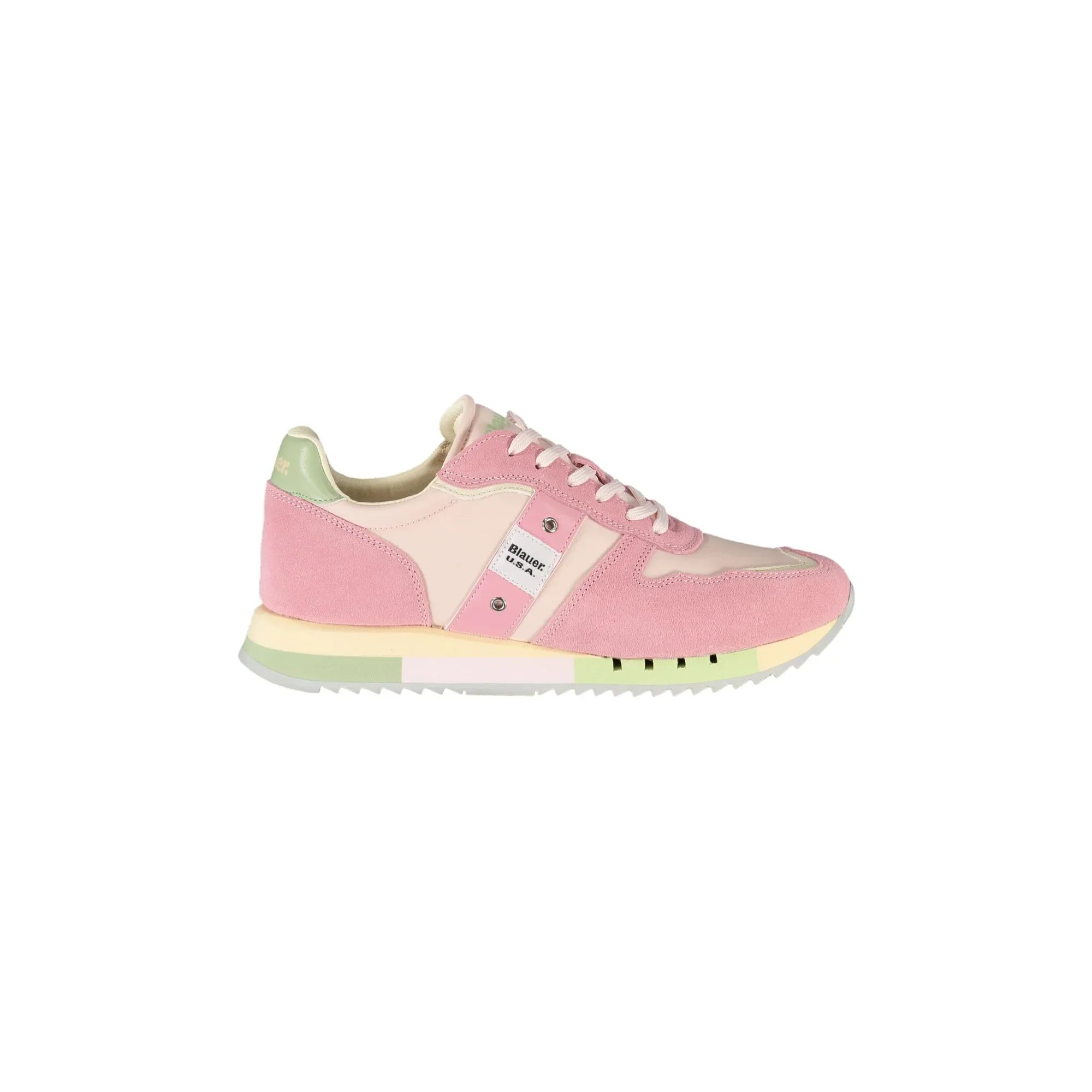 BLAUER Women's Pink Sneakers with Laces and Contrast Details