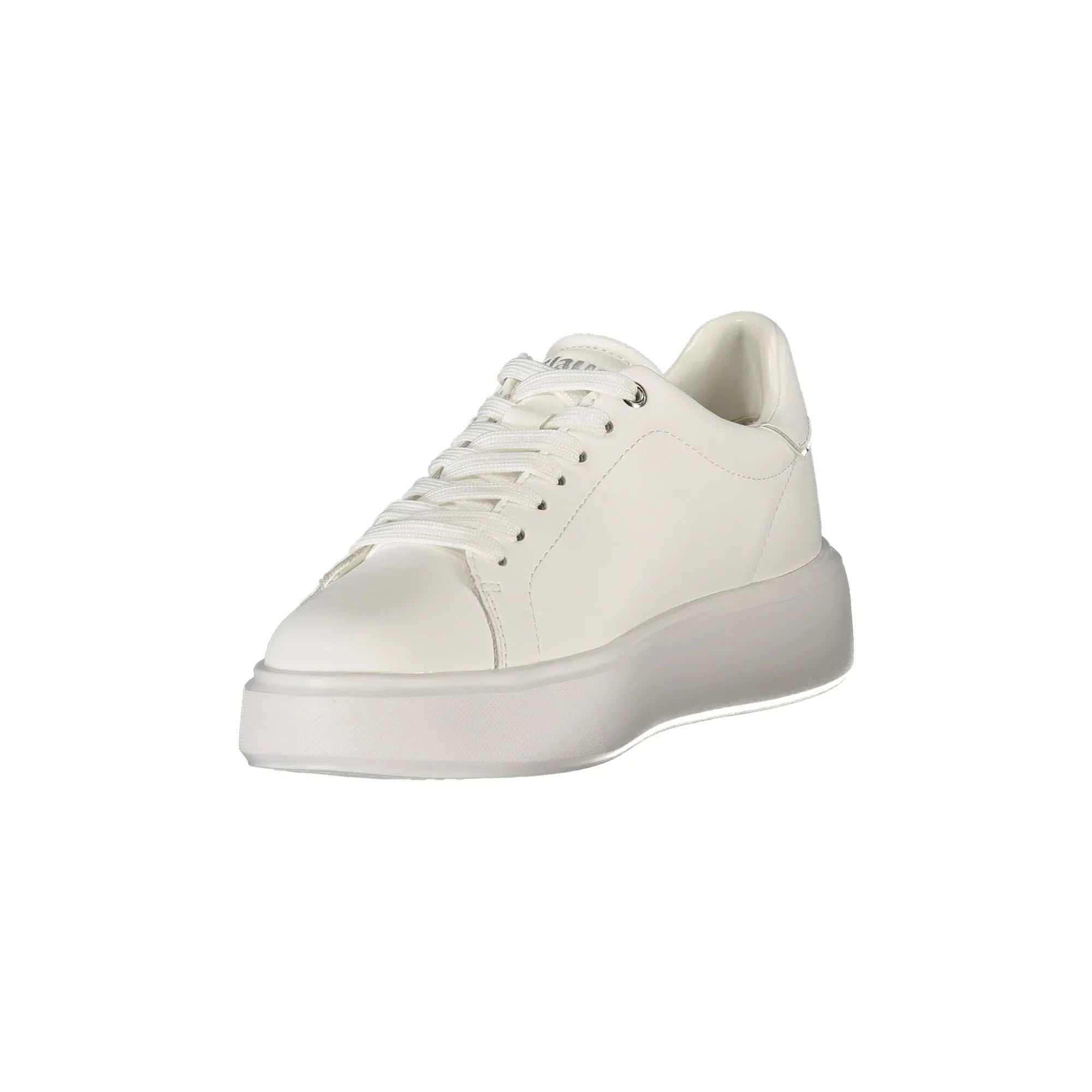 BLAUER Women's White Lace-Up Sneakers with Contrast Details