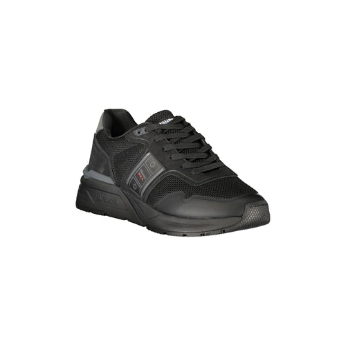 BLAUER Men's Black Sneakers with Laces and Contrast Details