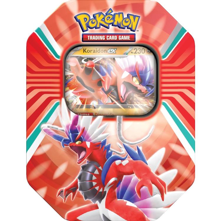 Pokemon Tin: "Paldea Legends" Tcg Gcc Card Game Koraidon/Miraidon (Random)