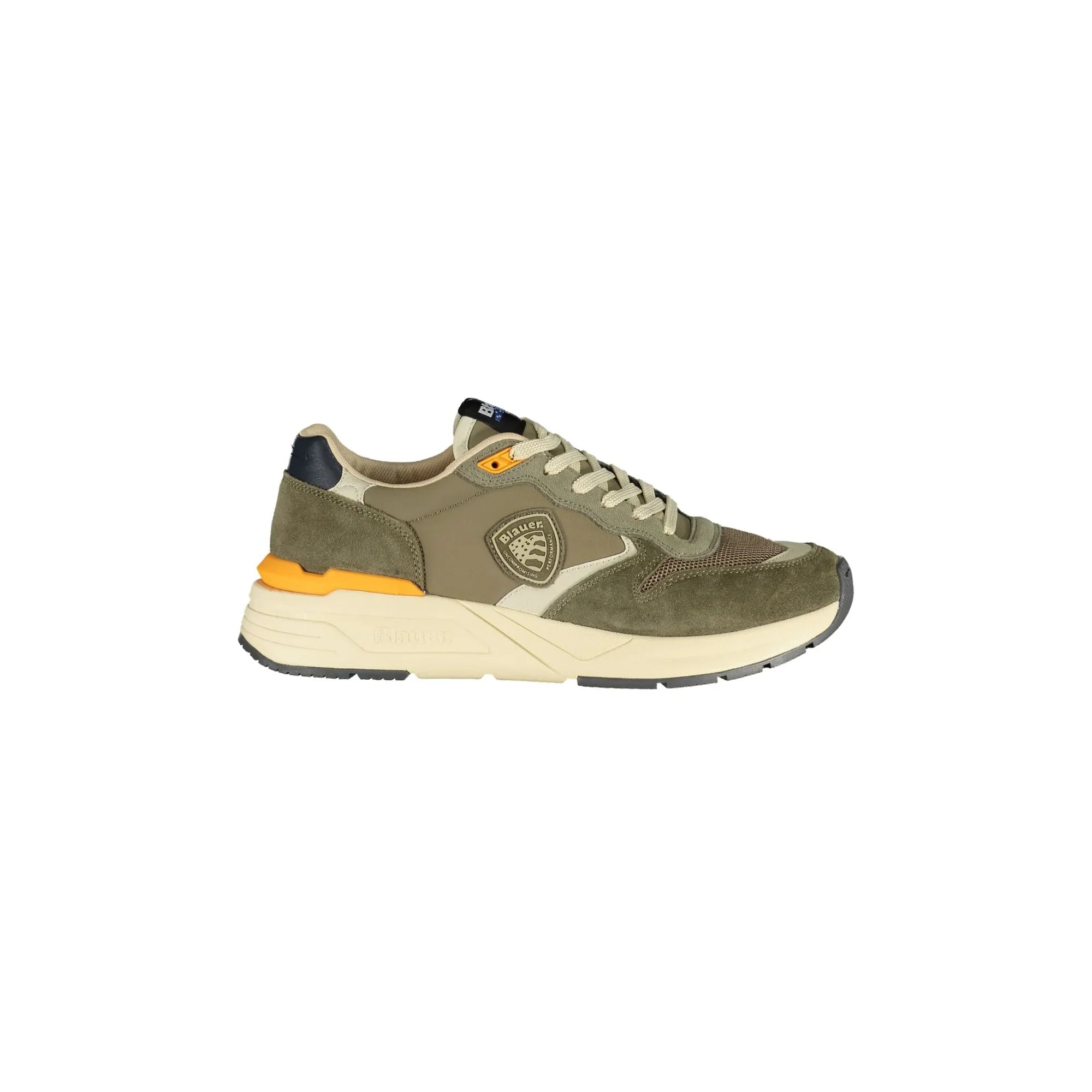 BLAUER Men's Green Sneakers with Contrast Details and Logo