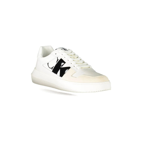 CALVIN KLEIN Men's White Sneakers with Contrast Details and Printed Logo