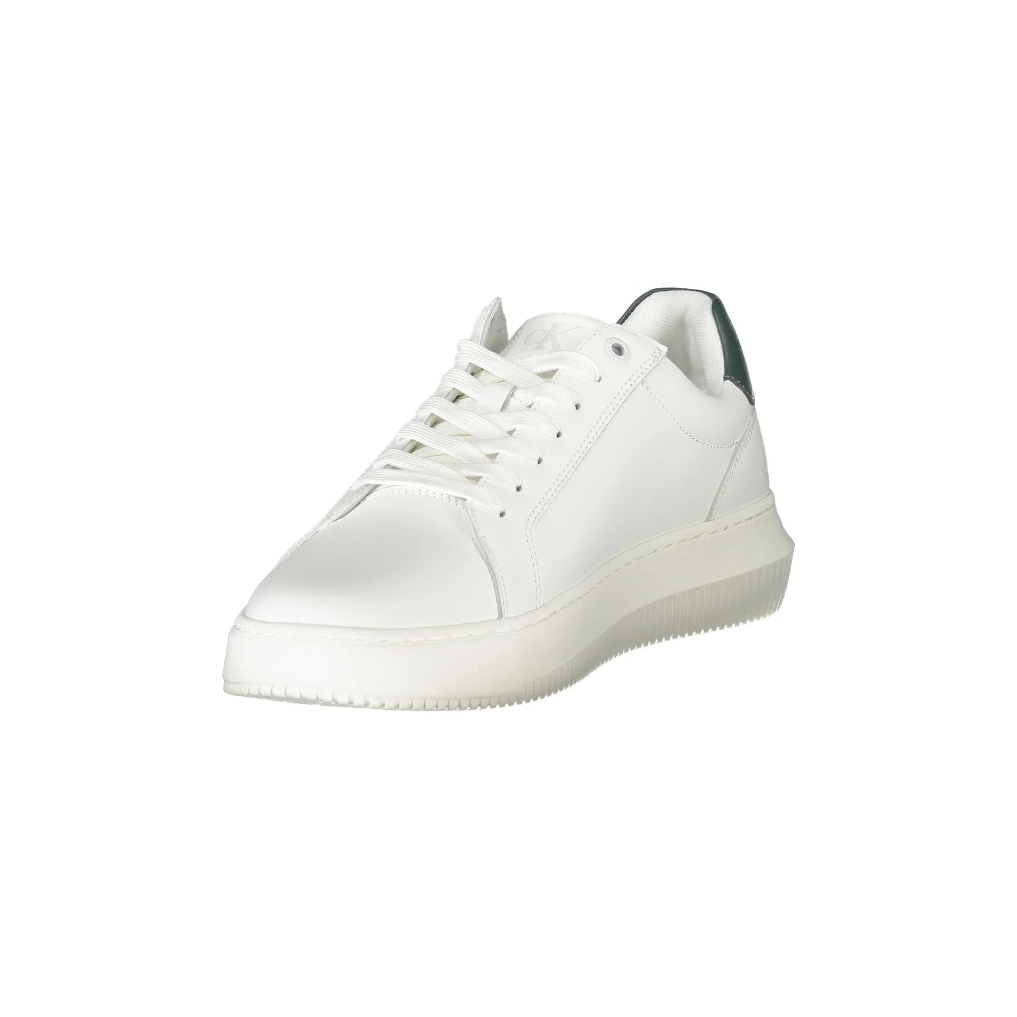CALVIN KLEIN Men's White Athletic Shoe with Green Details and Removable Footbed