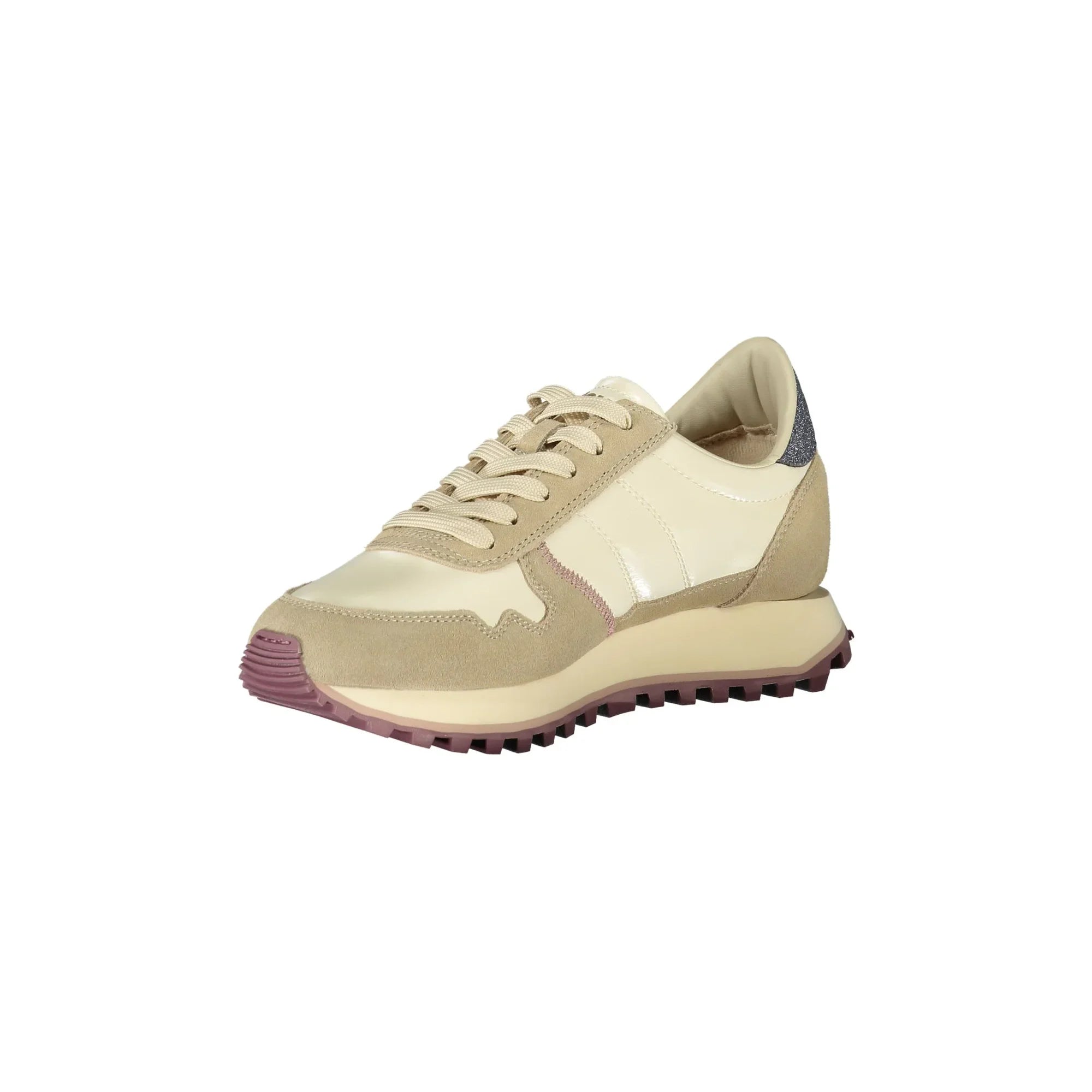 BLAUER Women's Beige Sneakers with Laces and Contrast Details