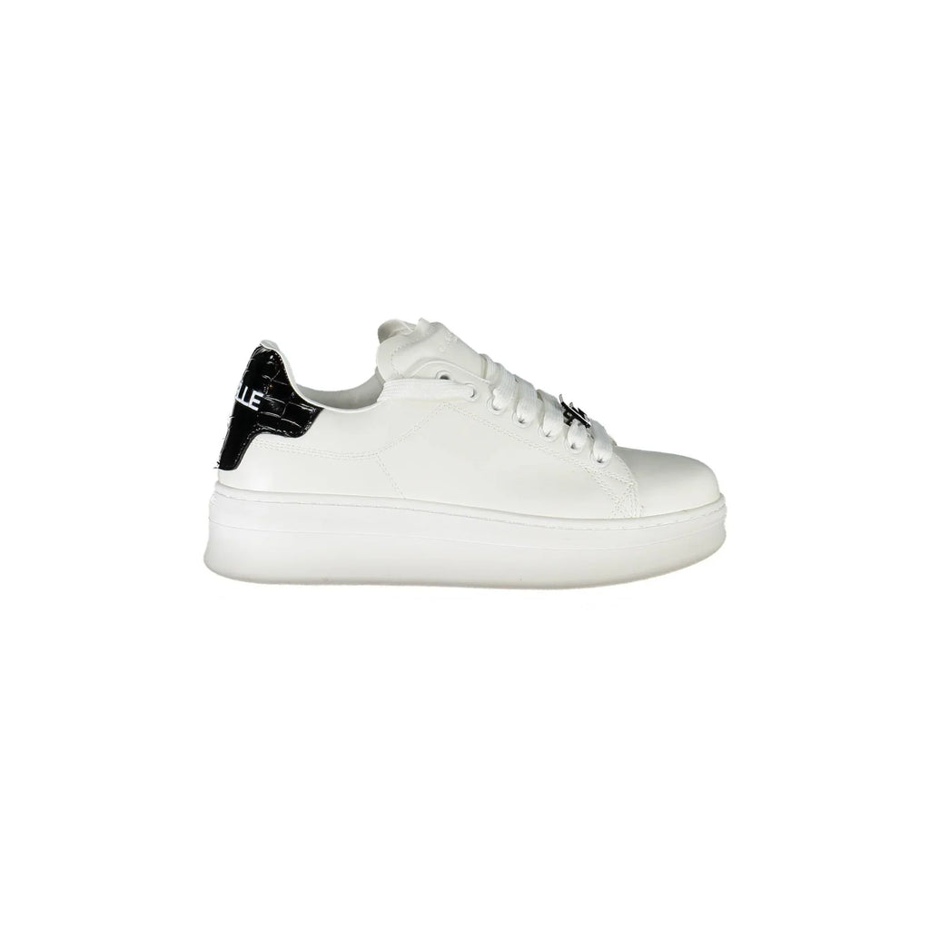GAELLE PARIS Women's White Sneakers with Contrast Laces