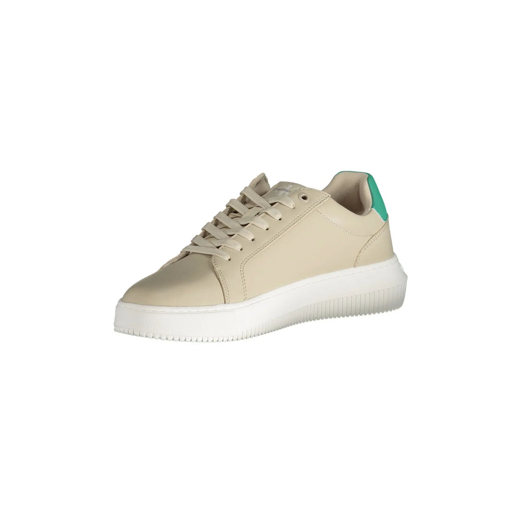 CALVIN KLEIN Scarpe Sneakers Uomo Beige con Dettagli a Contrasto
