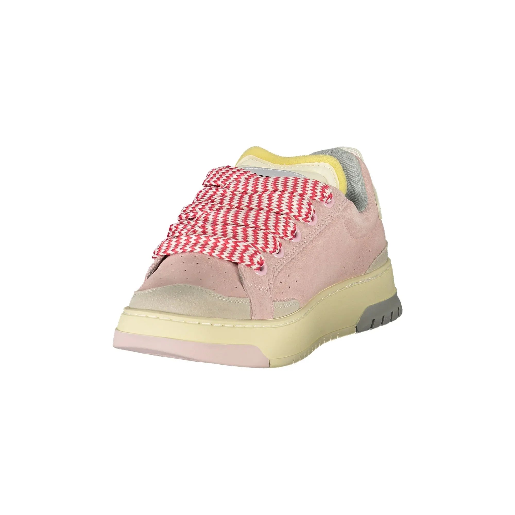 BLAUER Women's Pink Sneakers with Laces and Grey Details