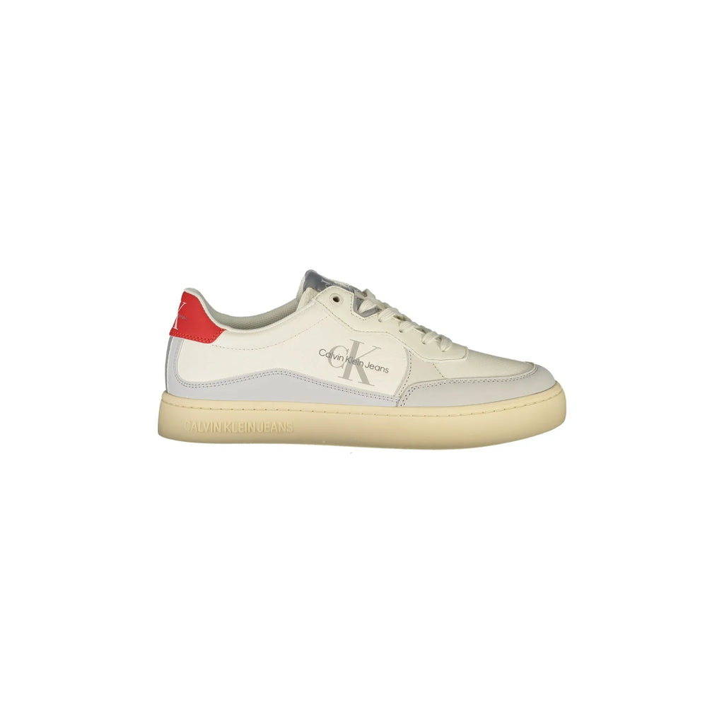 CALVIN KLEIN Men's White Lace-up Sneakers with Logo