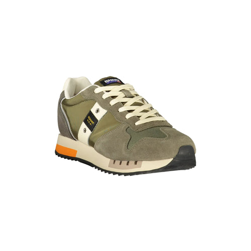 BLAUER Men's Green Sneakers with Contrast Details and Logo