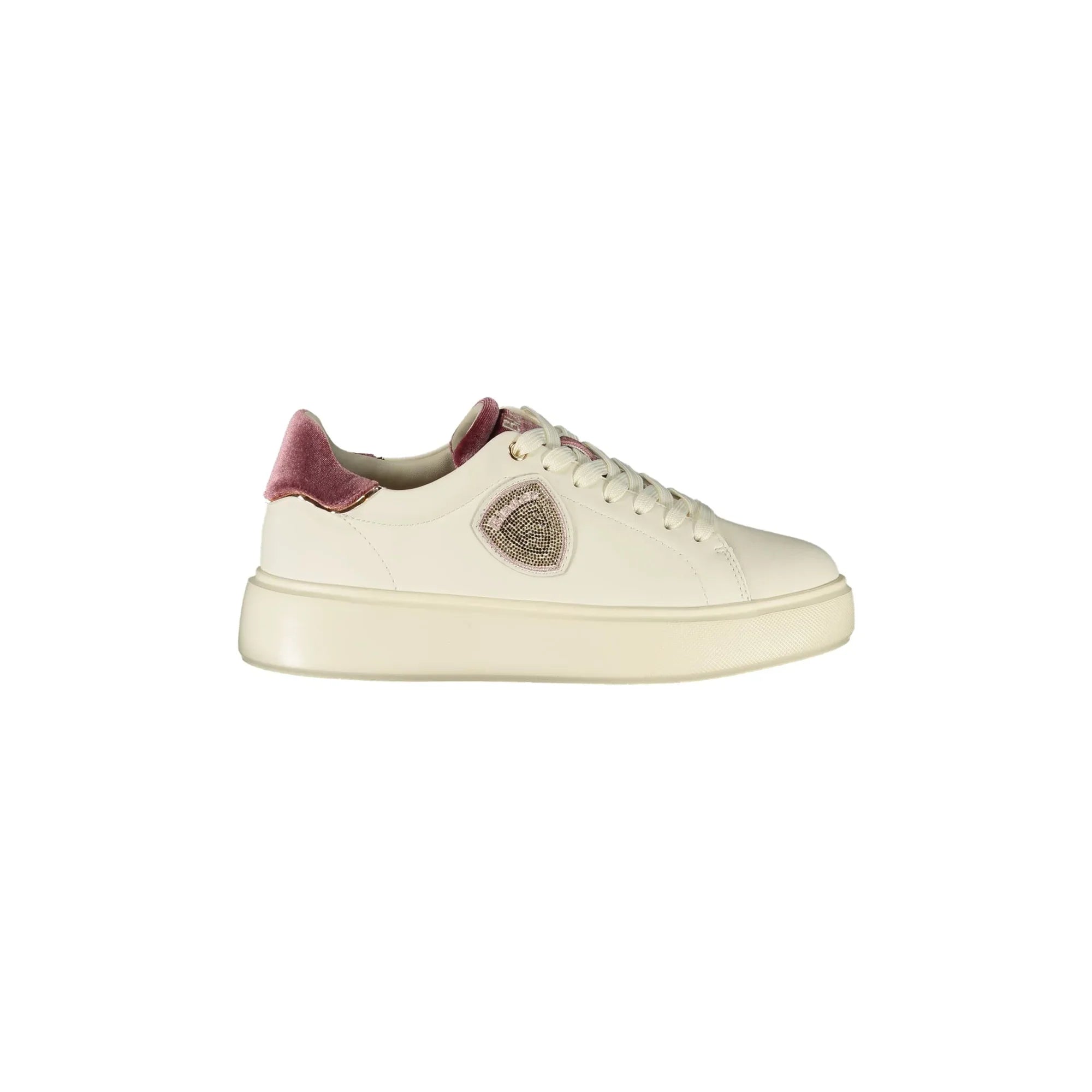 BLAUER Women's White Sneakers with Laces and Antique Pink Details
