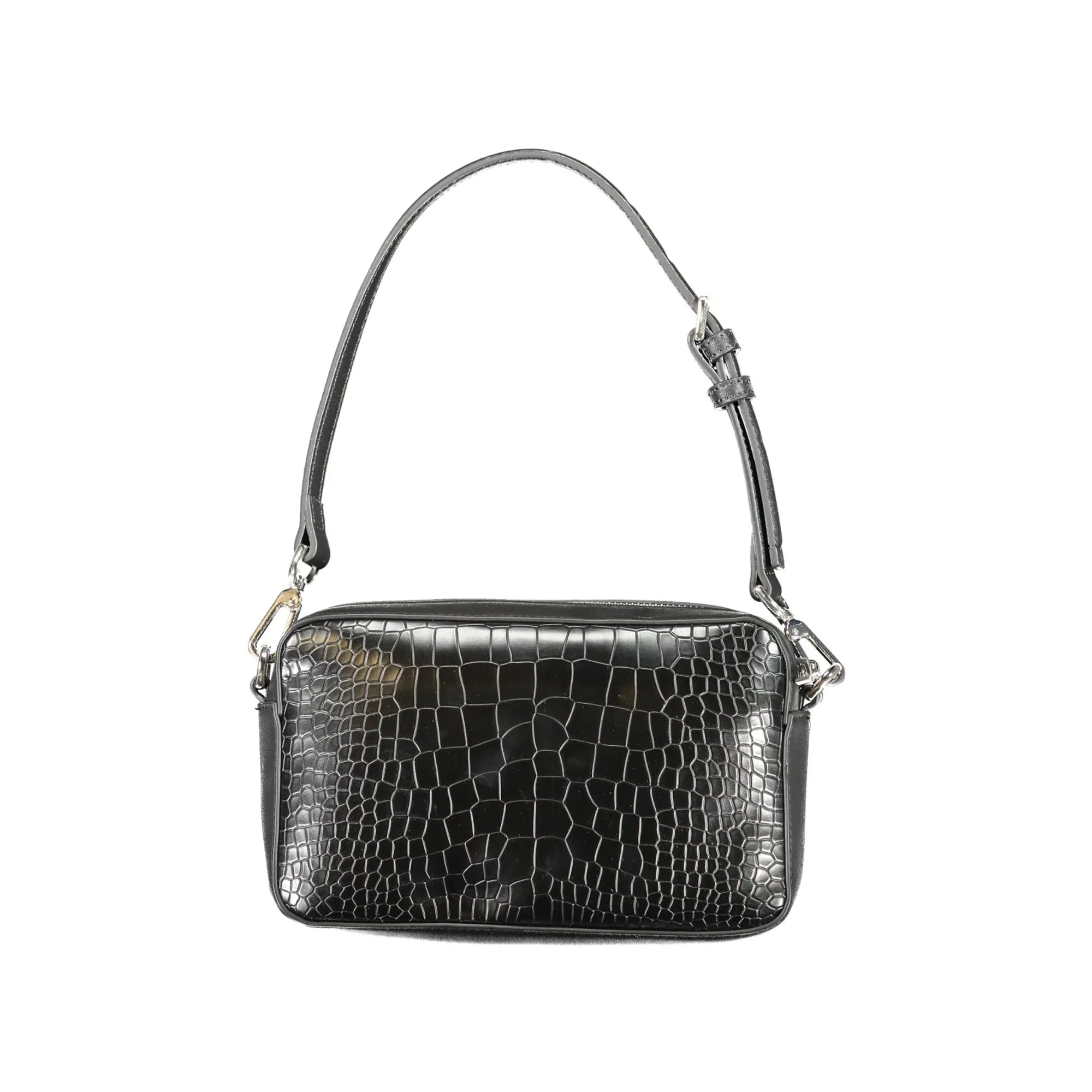 CALVIN KLEIN Women's Black Shoulder Bag with Removable Strap and Elegant Details