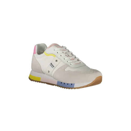 BLAUER Women's White Sneakers with Contrast Laces and Removable Insole