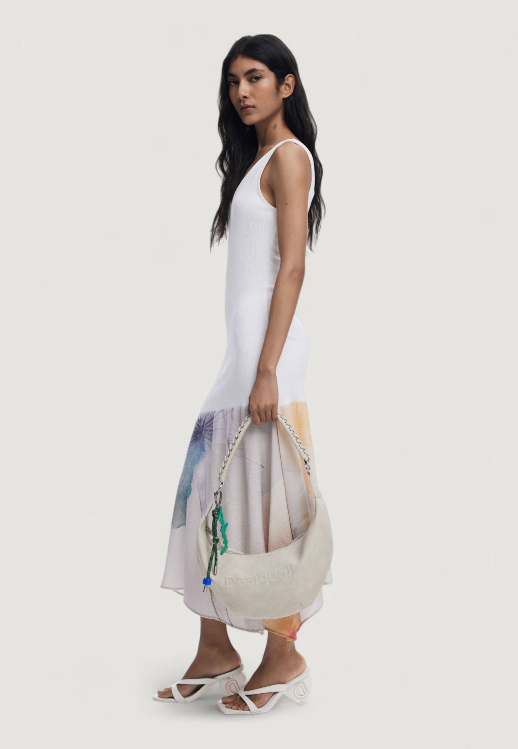 DESIGUAL Women's Beige Half Logo Zante Shoulder Bag