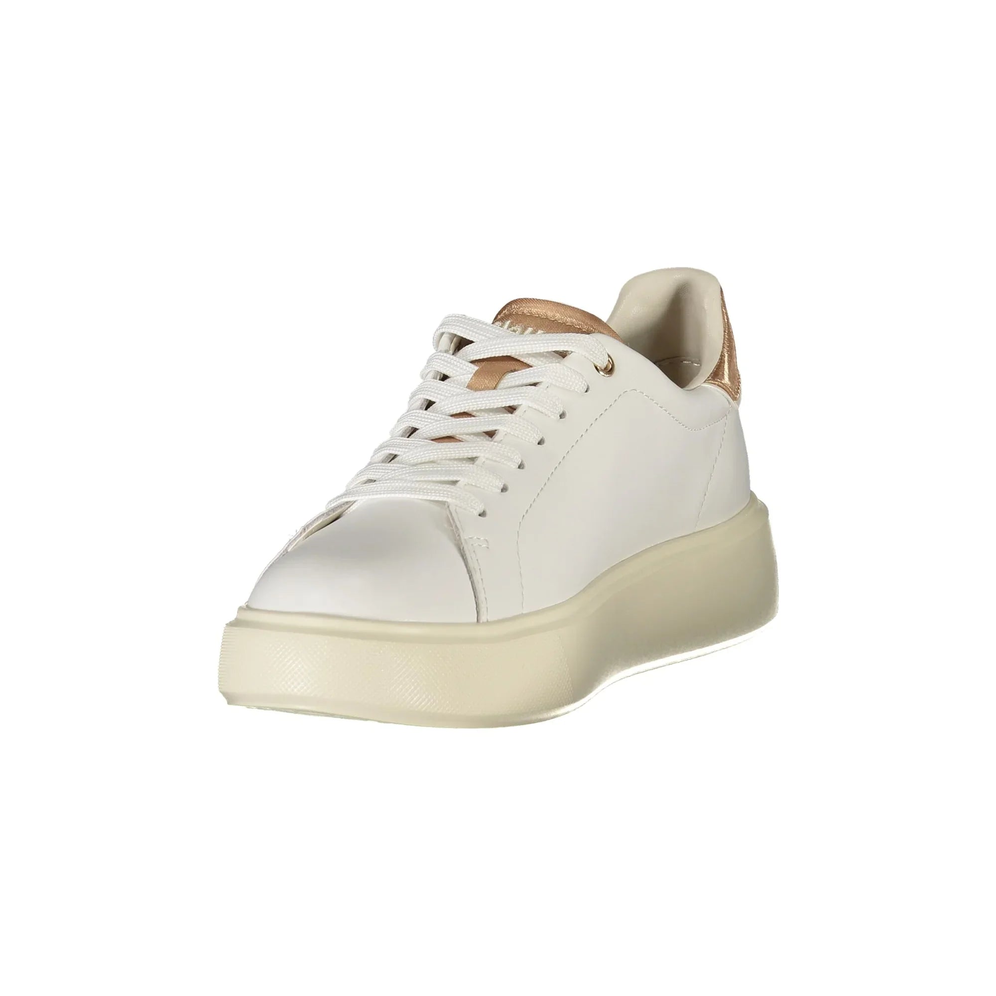 BLAUER Women's White Lace-up Sneakers with Bronze Details