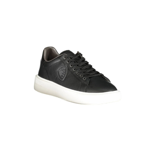 BLAUER Men's Black Athletic Shoes with Logo Applique