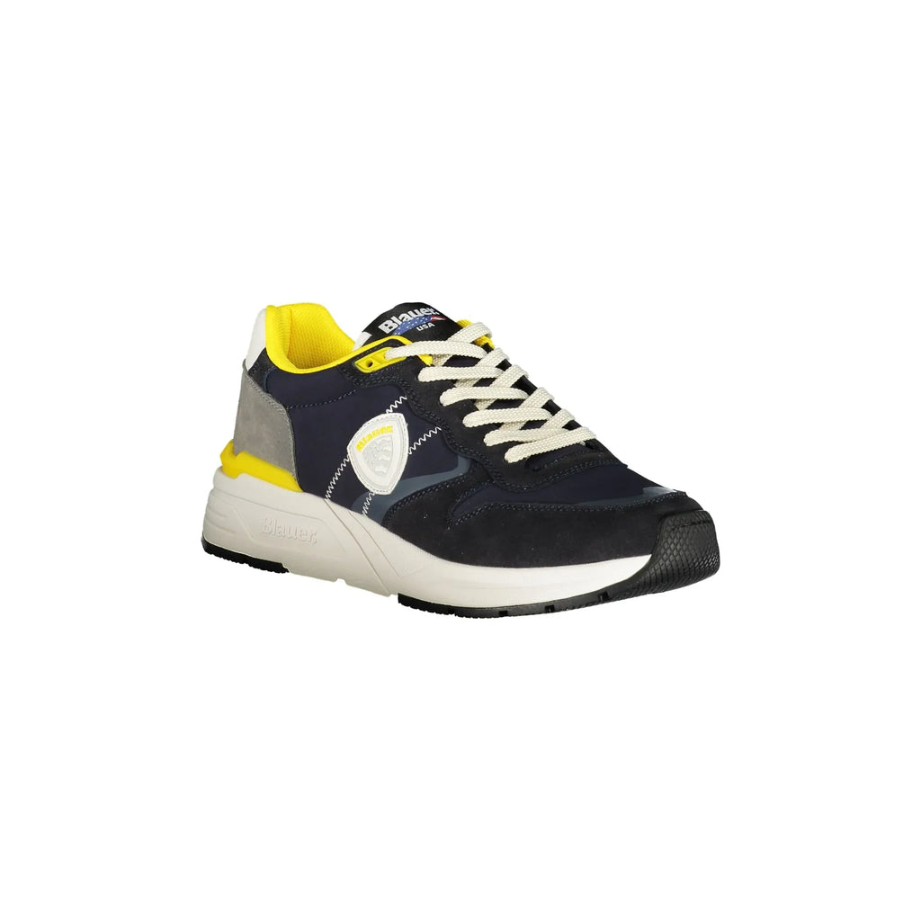 BLAUER Scarpe Sportive Uomo Blu con Dettagli Gialli e Lacci