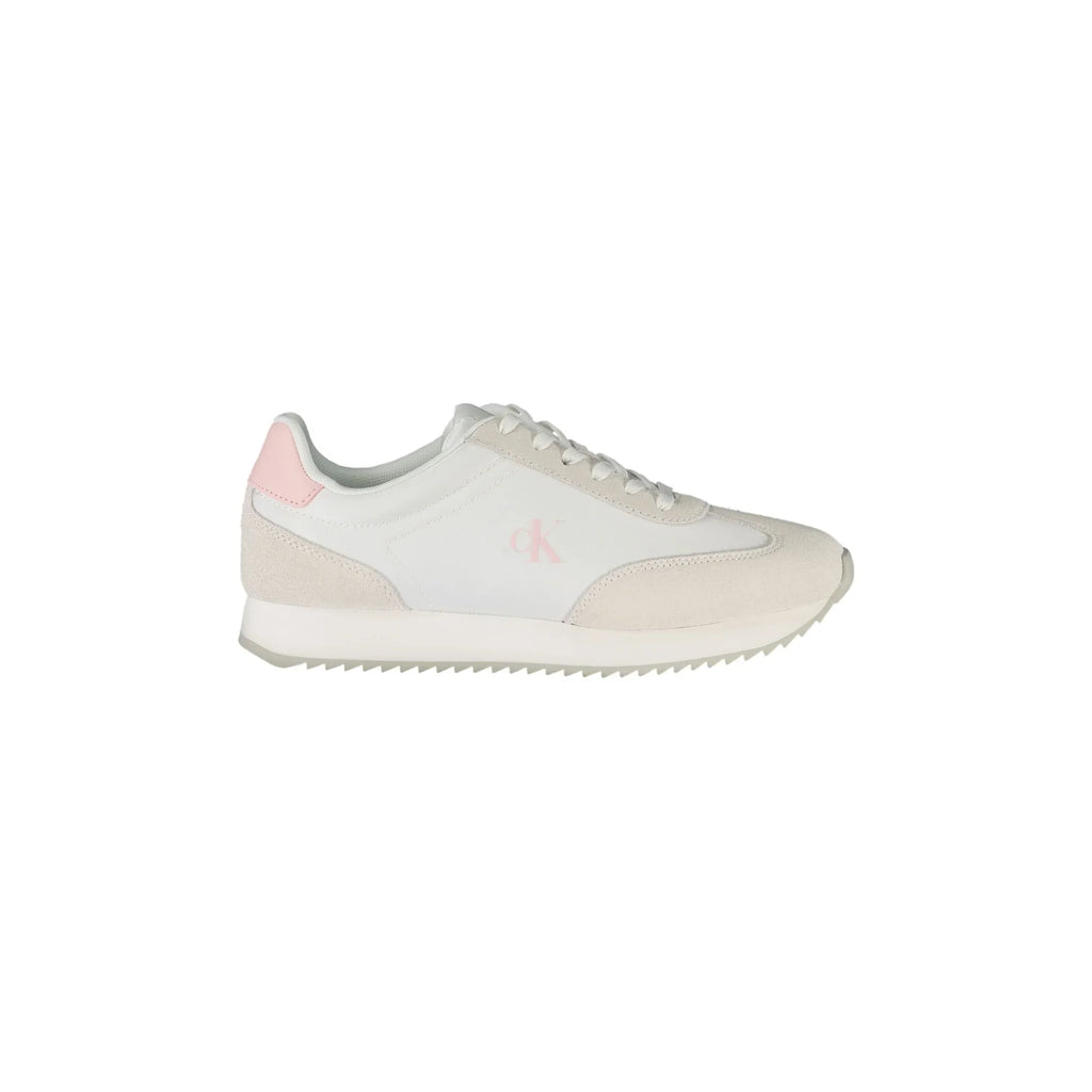 CALVIN KLEIN Scarpe Sneakers Donna Bianche con Dettagli Rosa e Logo