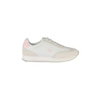 CALVIN KLEIN Scarpe Sneakers Donna Bianche con Dettagli Rosa e Logo