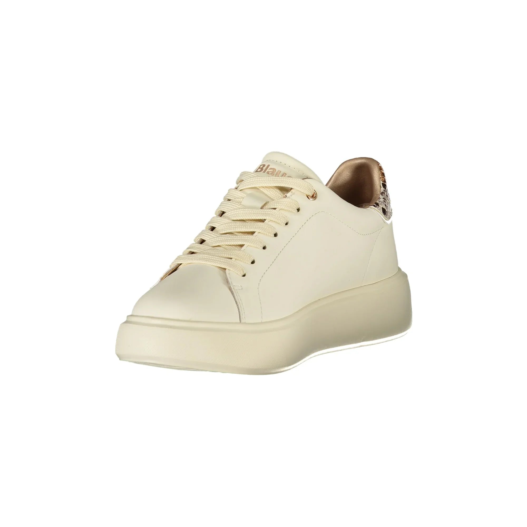 BLAUER Women's Beige Sneakers with Laces and Python Details