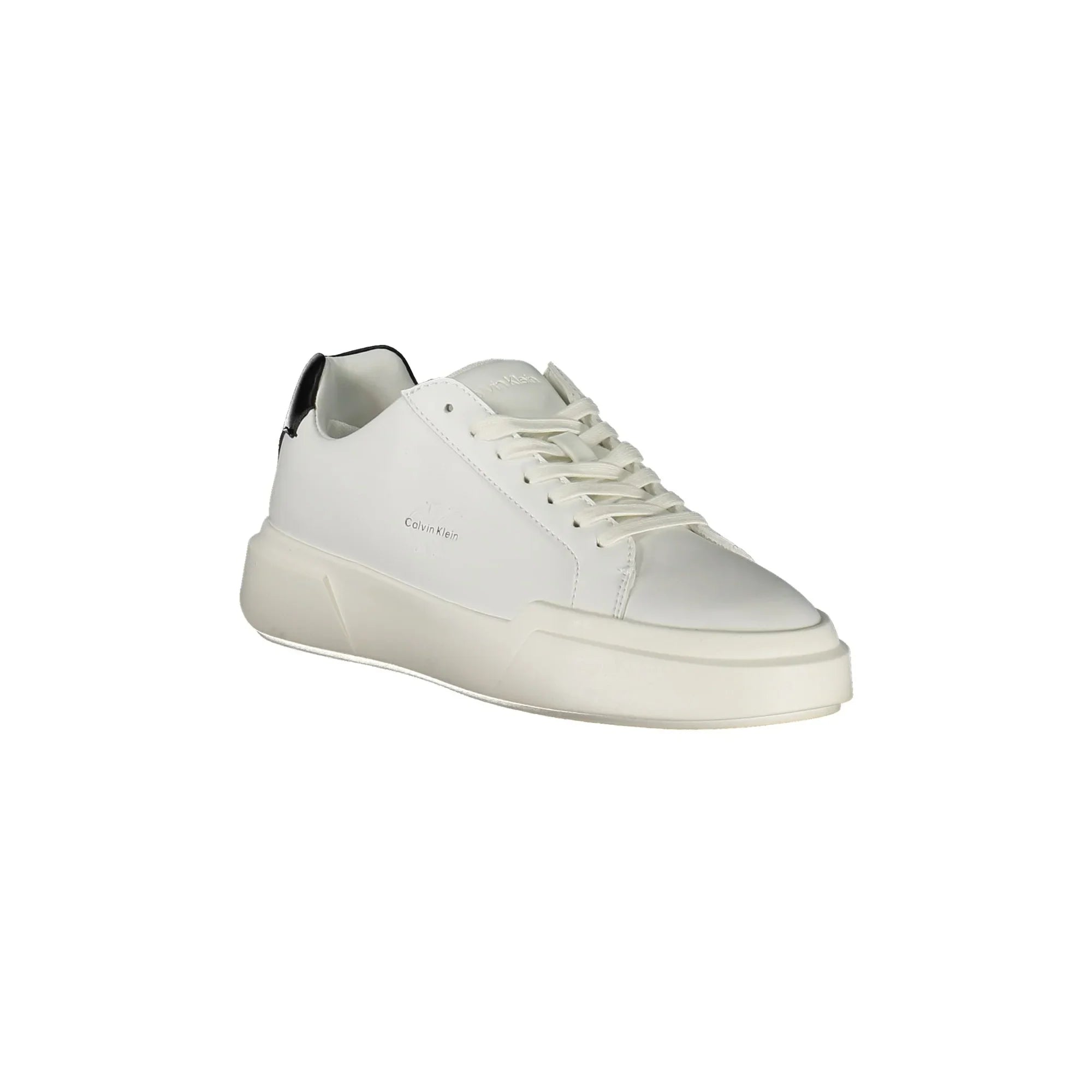 CALVIN KLEIN Women's White Lace-up Sneakers with Black Details