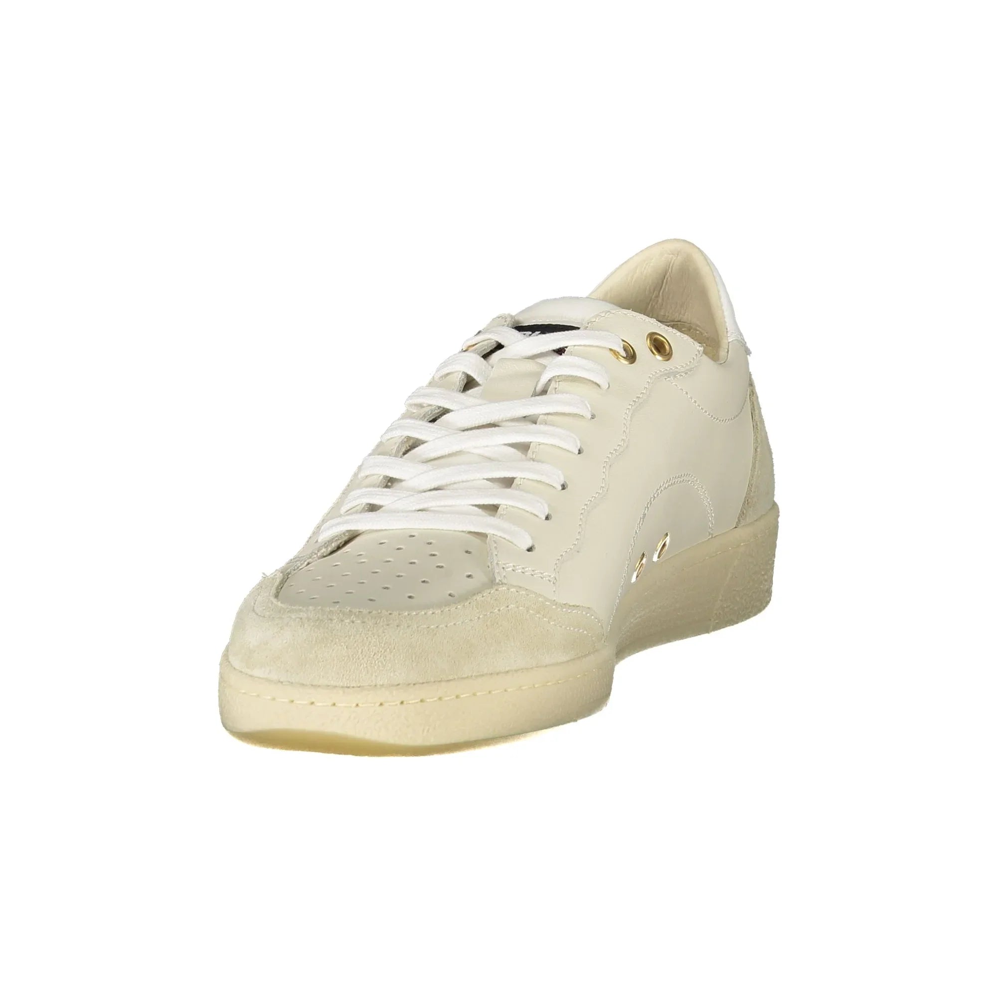 BLAUER Men's White Lace-up Sneakers with Contrast Details