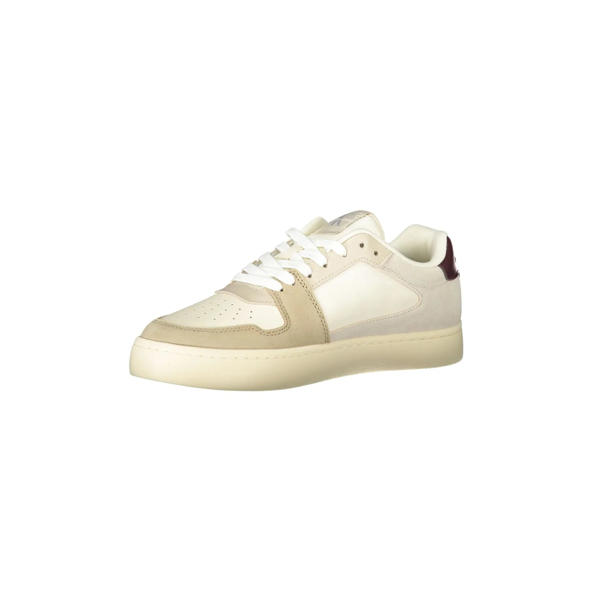 CALVIN KLEIN Men's Beige Sneakers with Grey and Burgundy Details