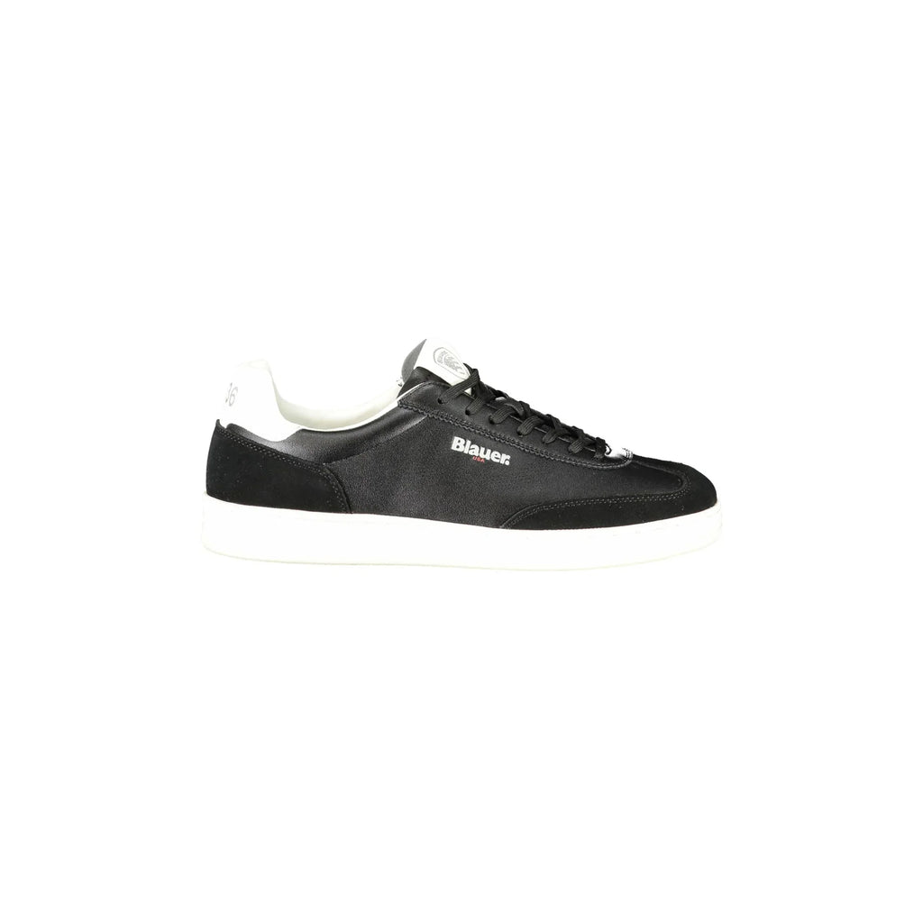 BLAUER Sneakers Uomo Nere con Lacci e Dettagli a Contrasto Bianco