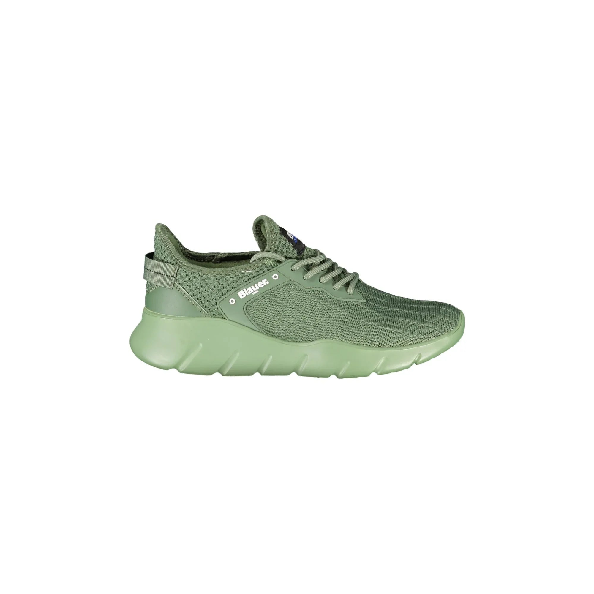 BLAUER Men's Green Lace-Up Sneakers with Contrast Details