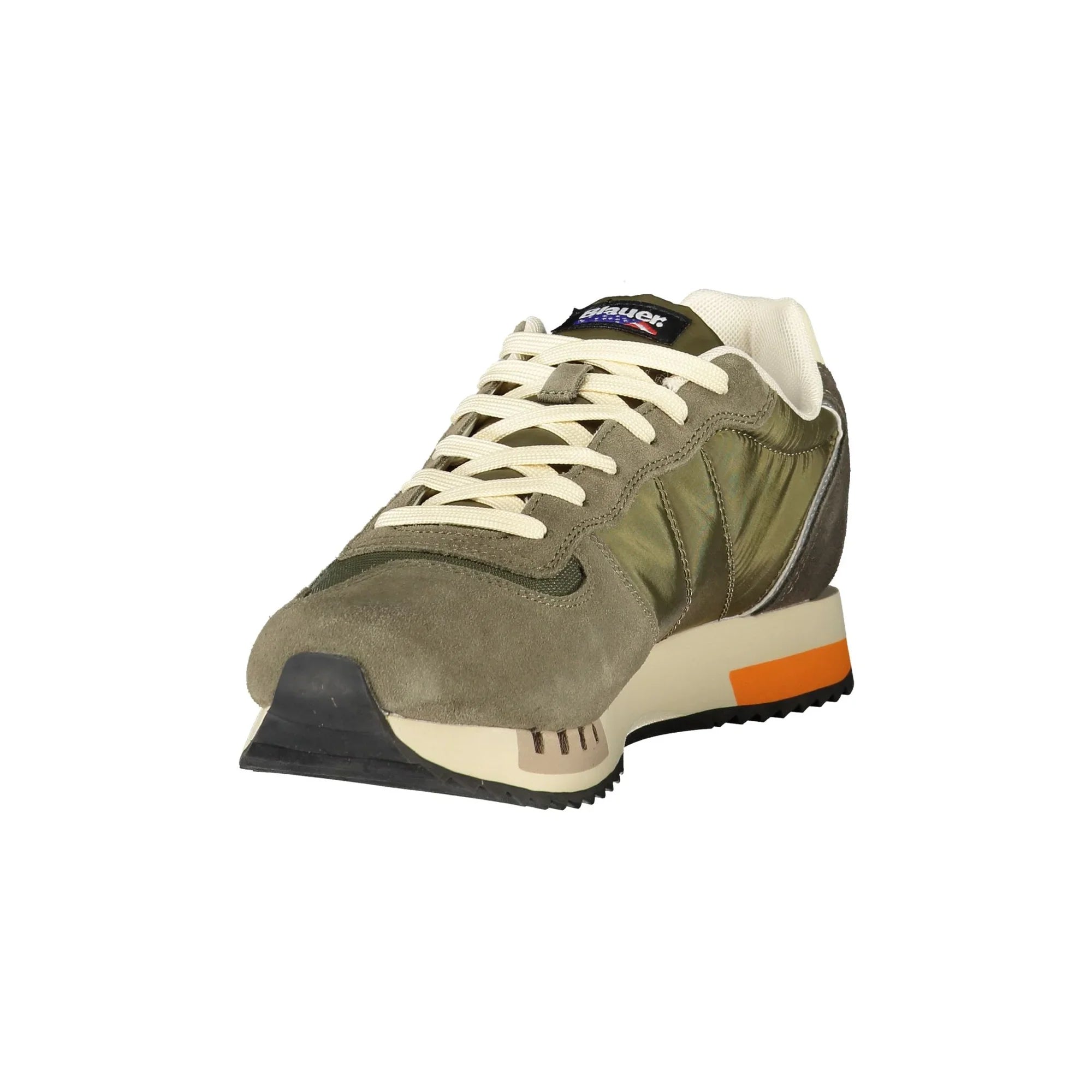 BLAUER Men's Green Sneakers with Contrast Details and Logo