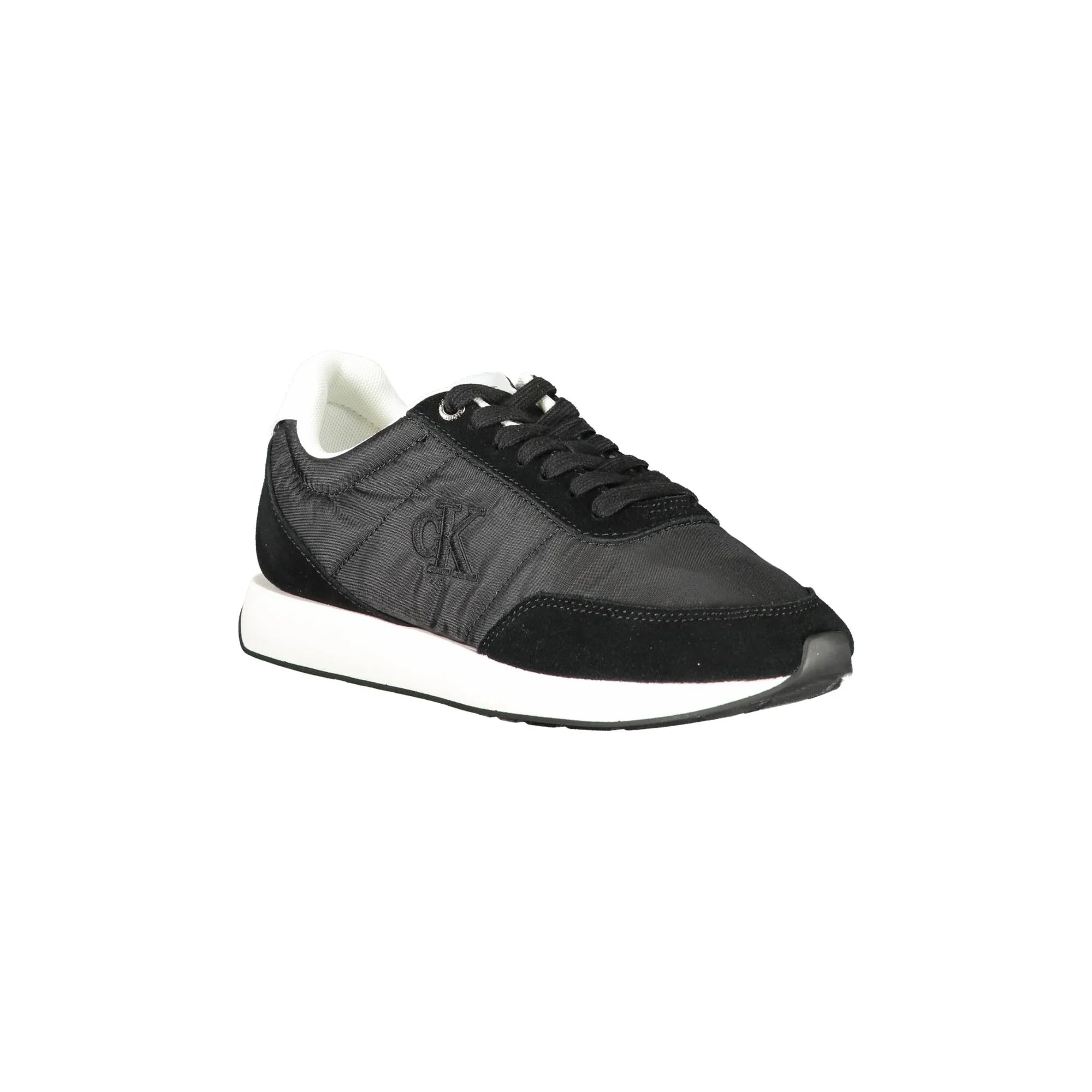 CALVIN KLEIN Women's Black Lace-Up Sneakers with White Details