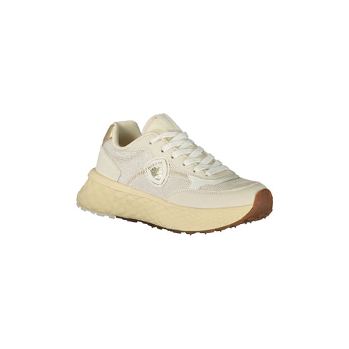BLAUER Women's Beige Sneakers with Laces and Gold Details