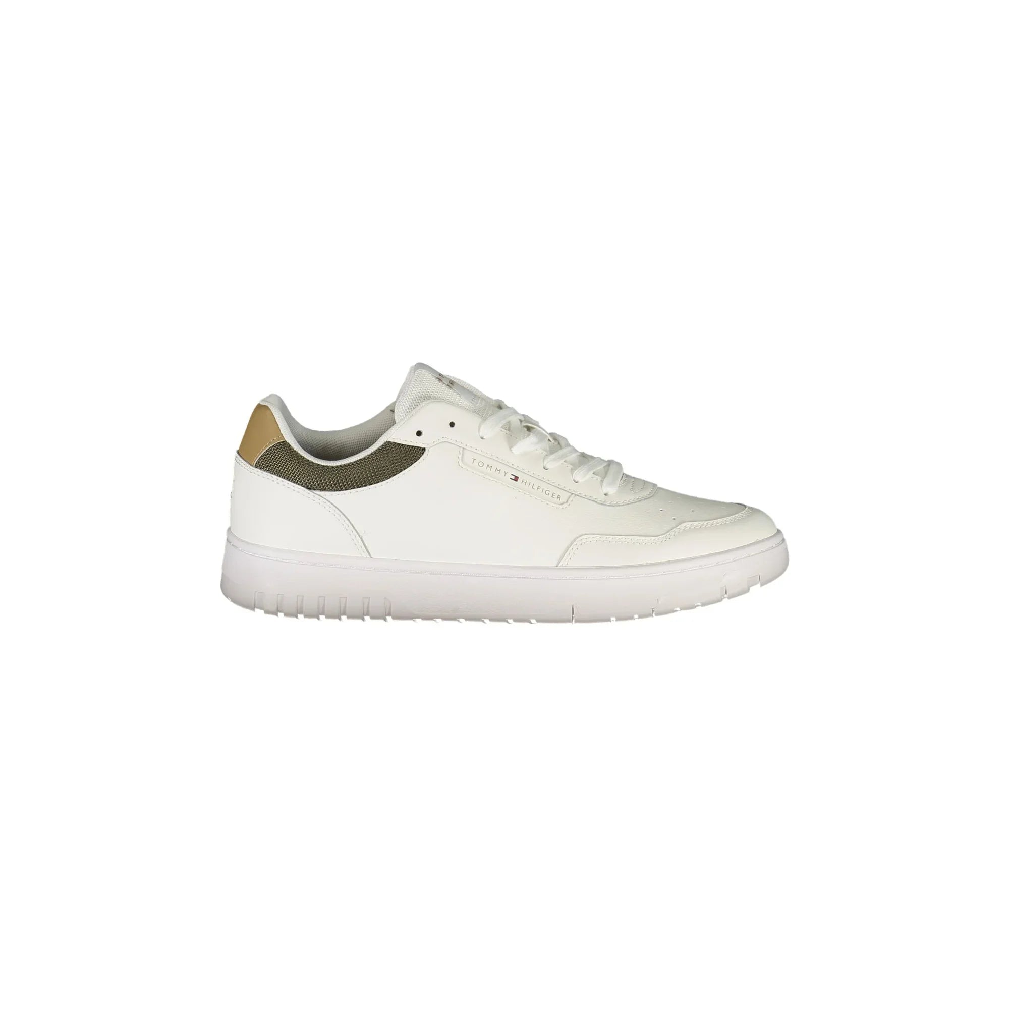 TOMMY HILFIGER Men's White Sneakers with Green and Beige Details