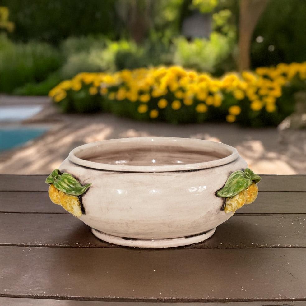Centrotavola con Limoni Siciliani in Ceramica di Caltagirone Ø 25 cm — Madreperla
