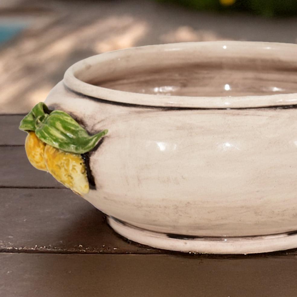 Centrotavola con Limoni Siciliani in Ceramica di Caltagirone Ø 25 cm — Madreperla