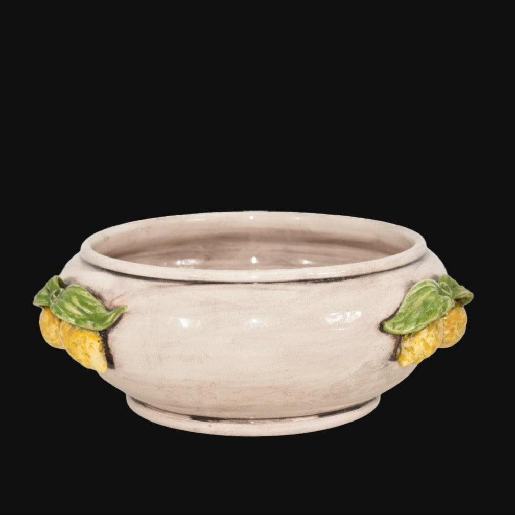 Centrotavola con Limoni Siciliani in Ceramica di Caltagirone Ø 25 cm — Madreperla