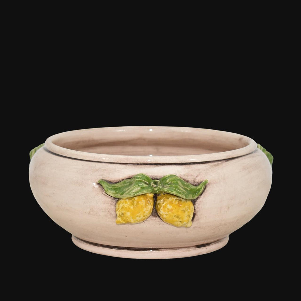 Centrotavola con Limoni Siciliani in Ceramica di Caltagirone Ø 25 cm — Madreperla