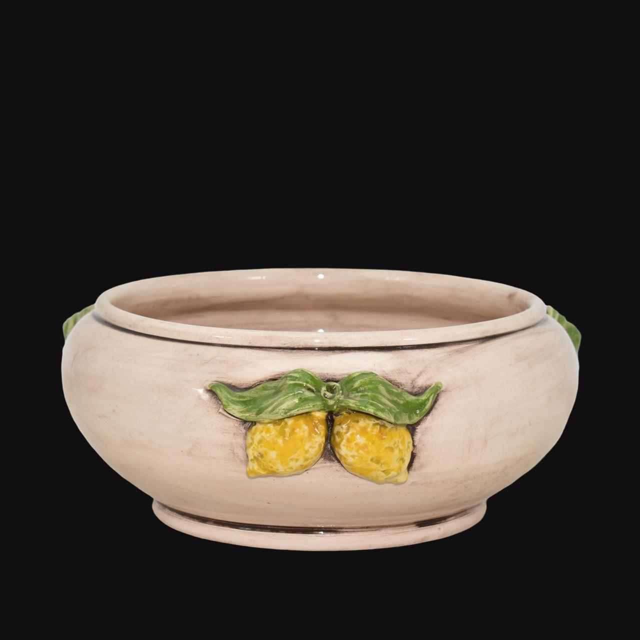 Centrotavola con Limoni Siciliani in Ceramica di Caltagirone Ø 25 cm — Madreperla