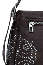 DESIGUAL Women's Brown Poker Face Posadas Bag with Studs