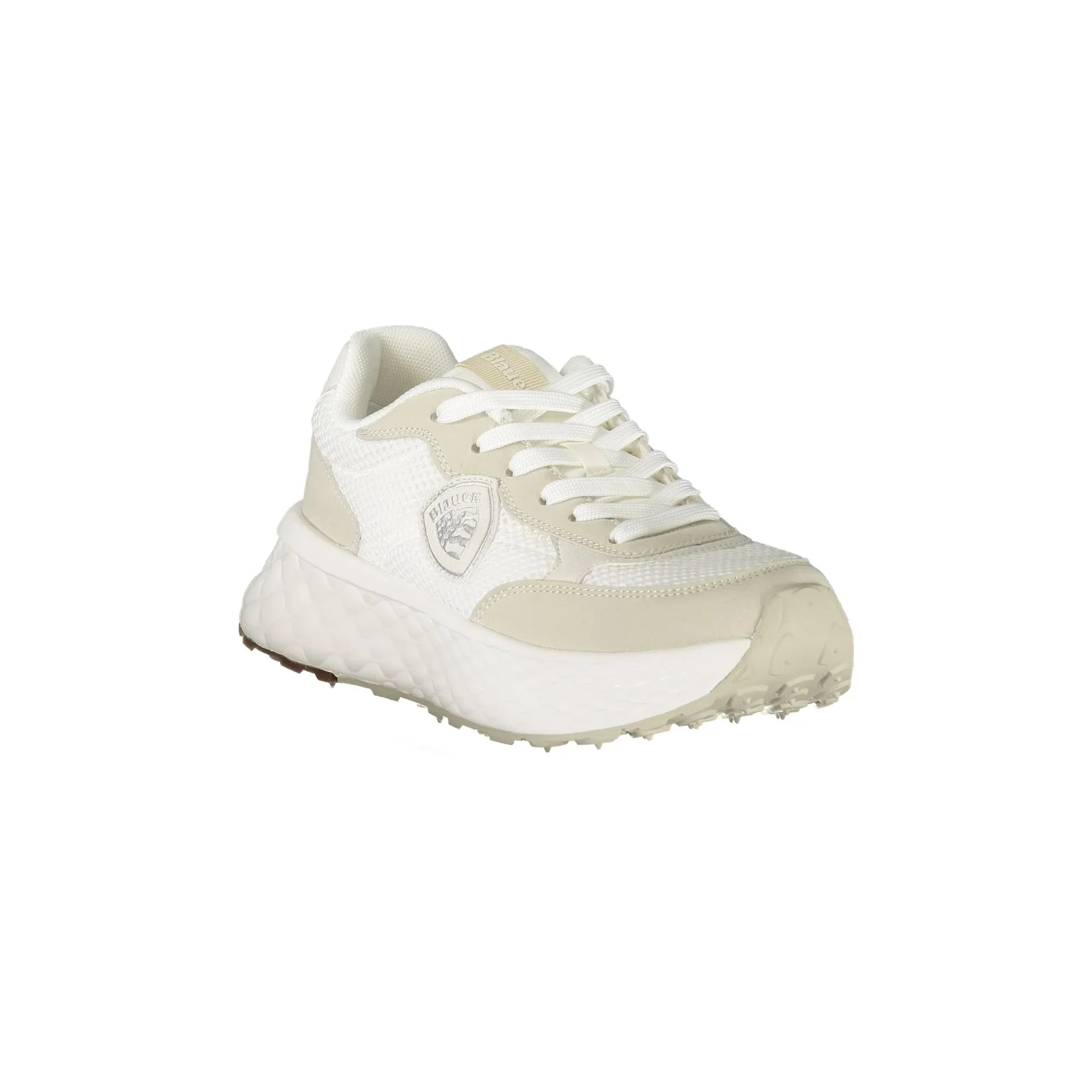 BLAUER Women's White Lace-Up Sneakers with Contrast Details