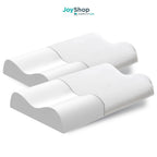 Pair of high-density cervical pillows with a cool, removable cotton fabric cover - Ortho Cervical