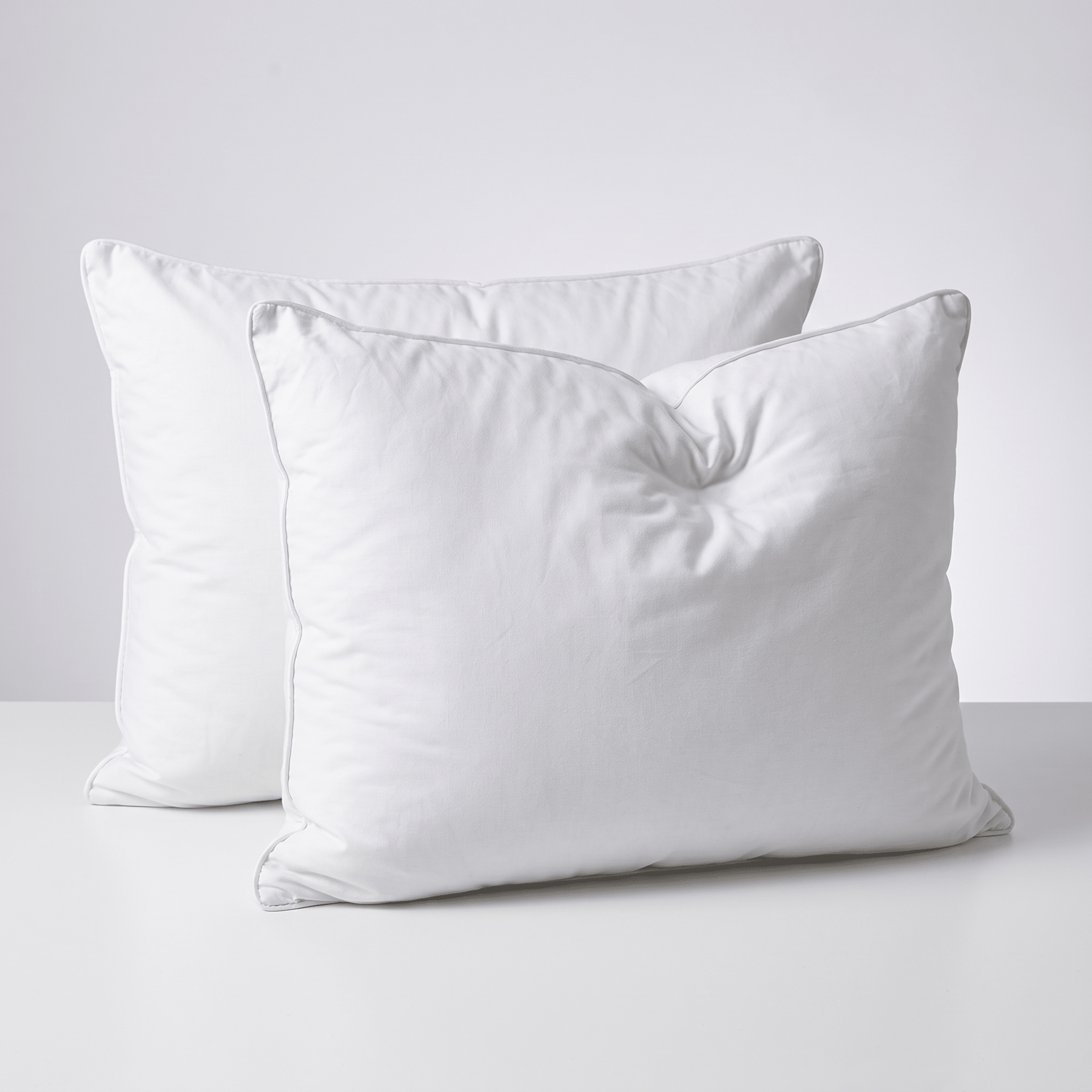 Coppia Cuscini in piuma d'oca e piumino soffici con cover in cotone alti 15 cm