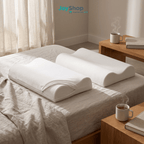 Pair of high-density cervical pillows with a cool, removable cotton fabric cover - Ortho Cervical