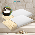 Pair of natural latex pillows with removable cotton cover - NATURE H12