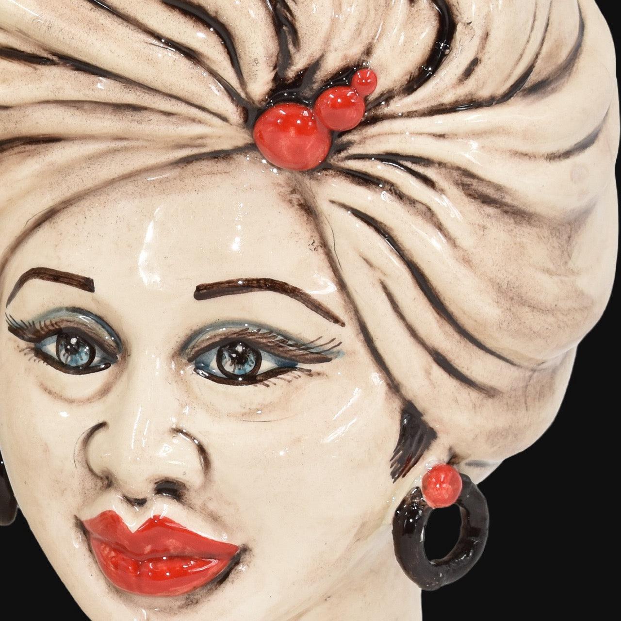 Testa Tuareg h 20 cm, Madreperla Antichizzato | Ceramica Caltagirone