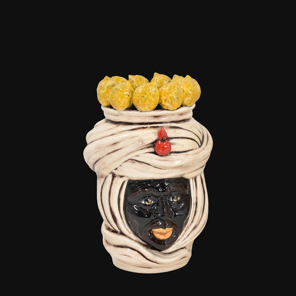 Testa Tuareg h 20 cm, Madreperla Antichizzato | Ceramica Caltagirone