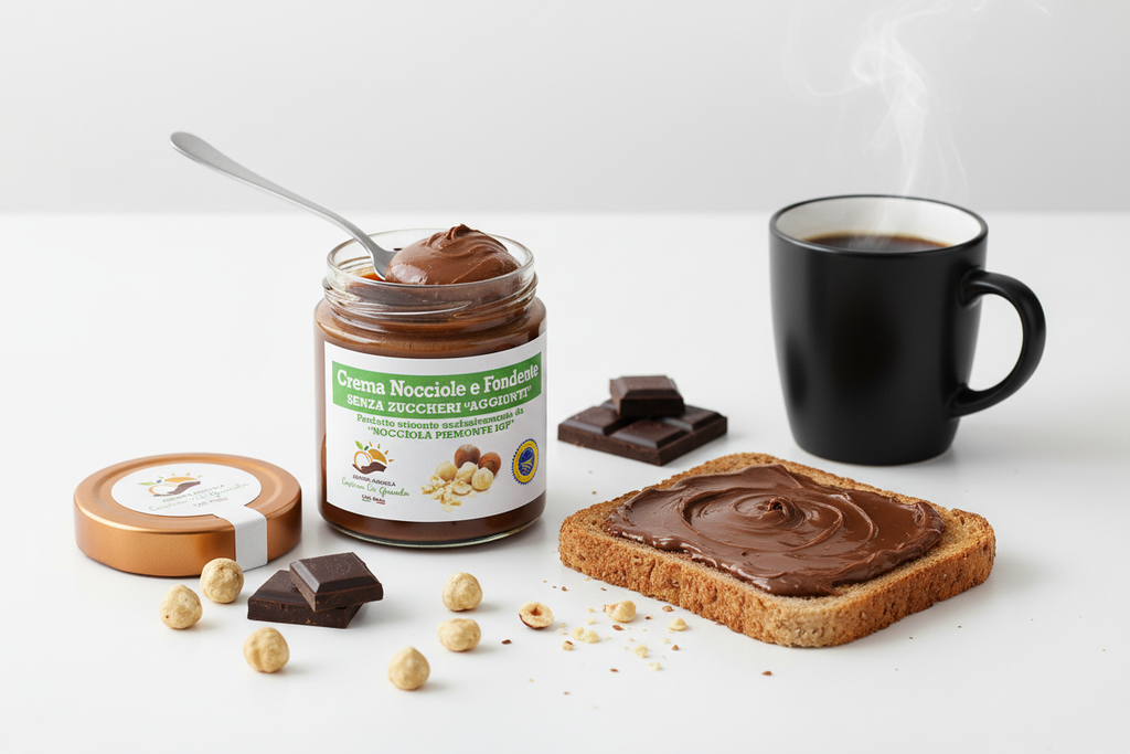 Hazelnut and dark chocolate spread with no added sugar