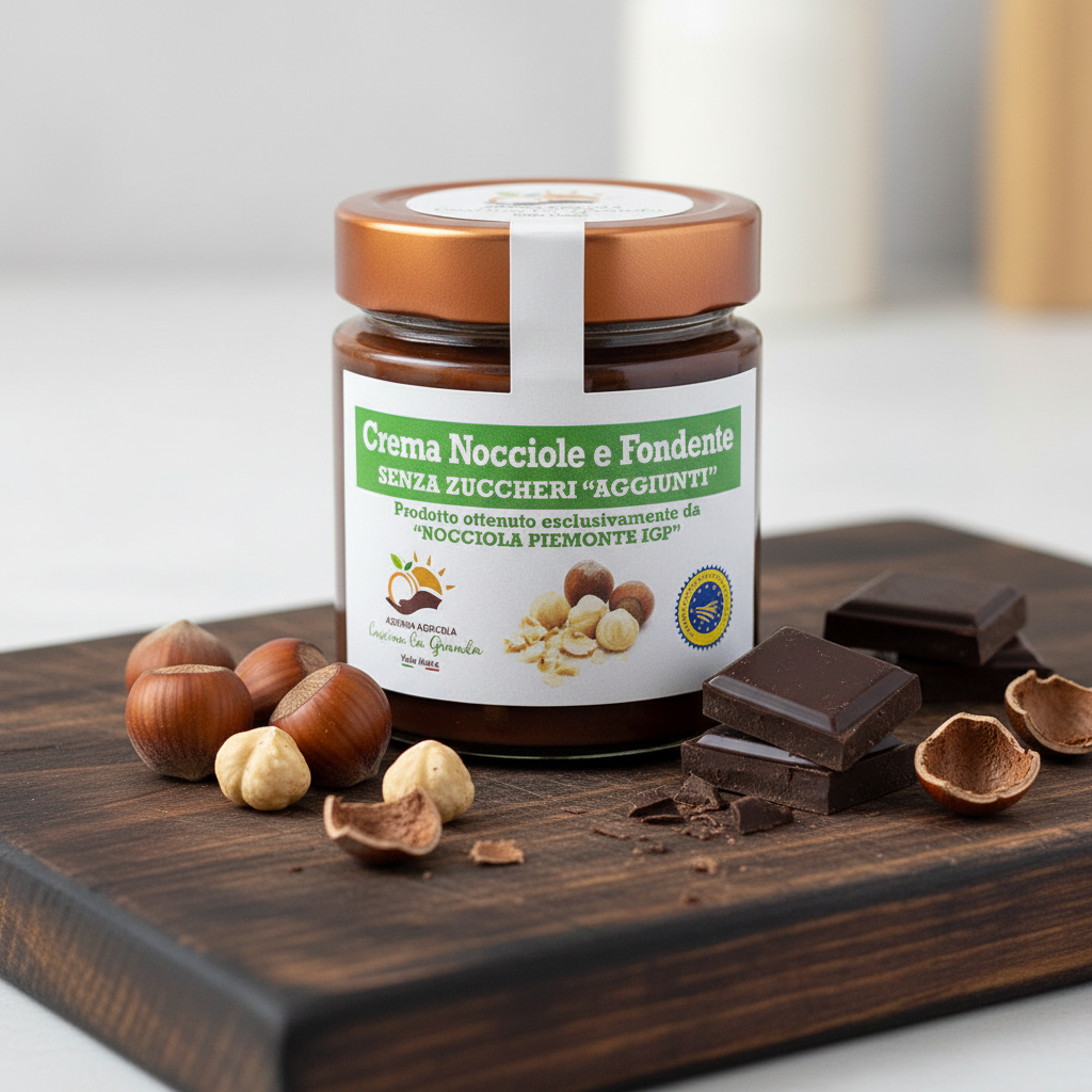 Hazelnut and dark chocolate spread with no added sugar