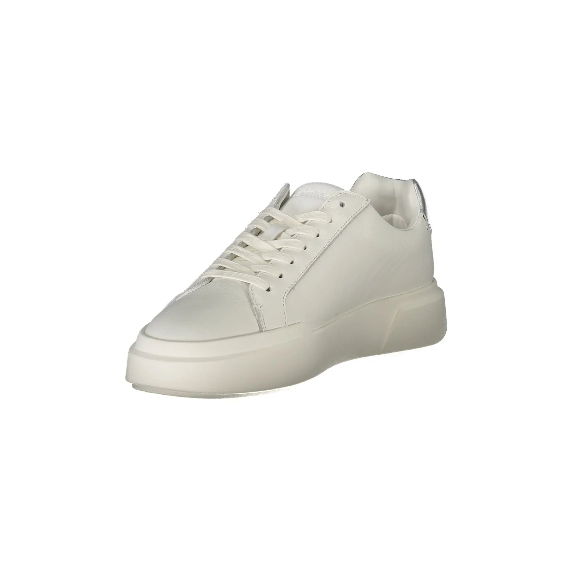 CALVIN KLEIN Women's White Lace-up Sneakers with Silver Details
