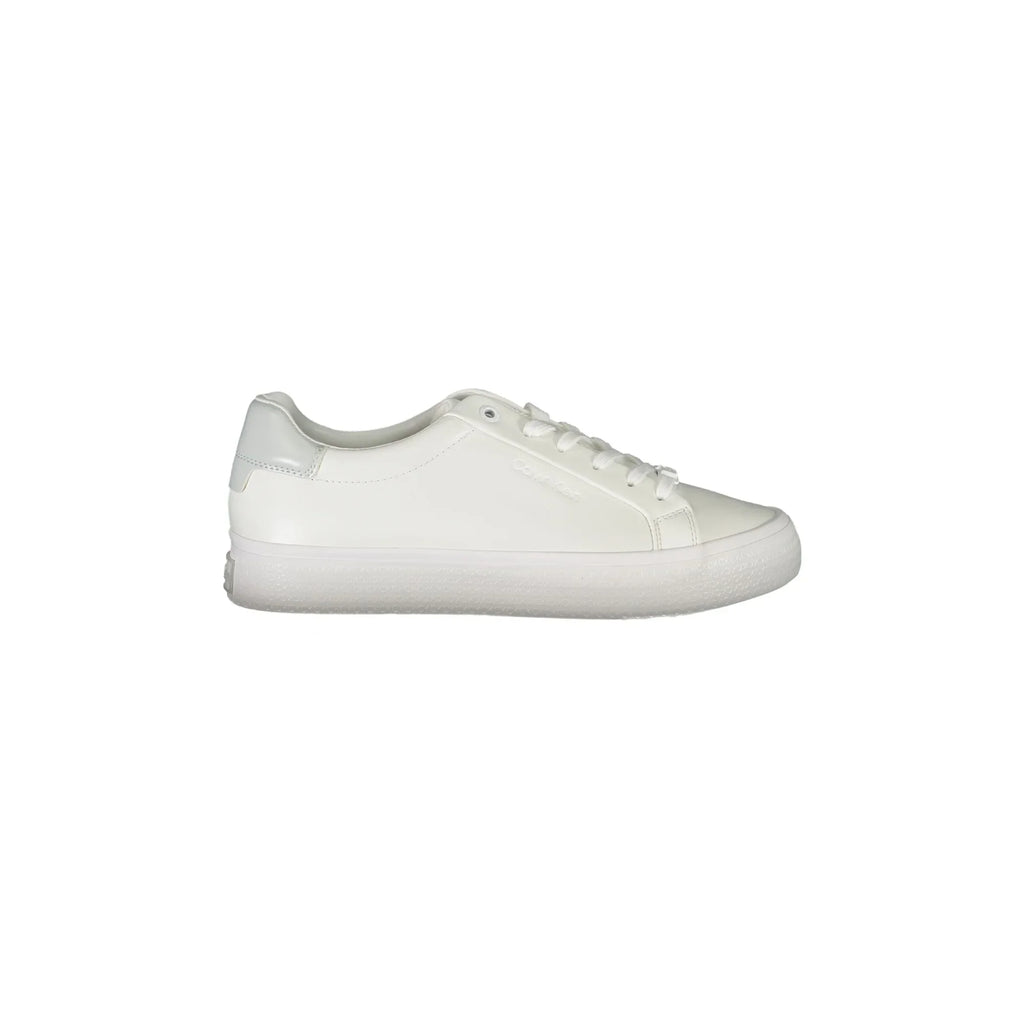 CALVIN KLEIN Women's White Leather Lace-Up Trainers