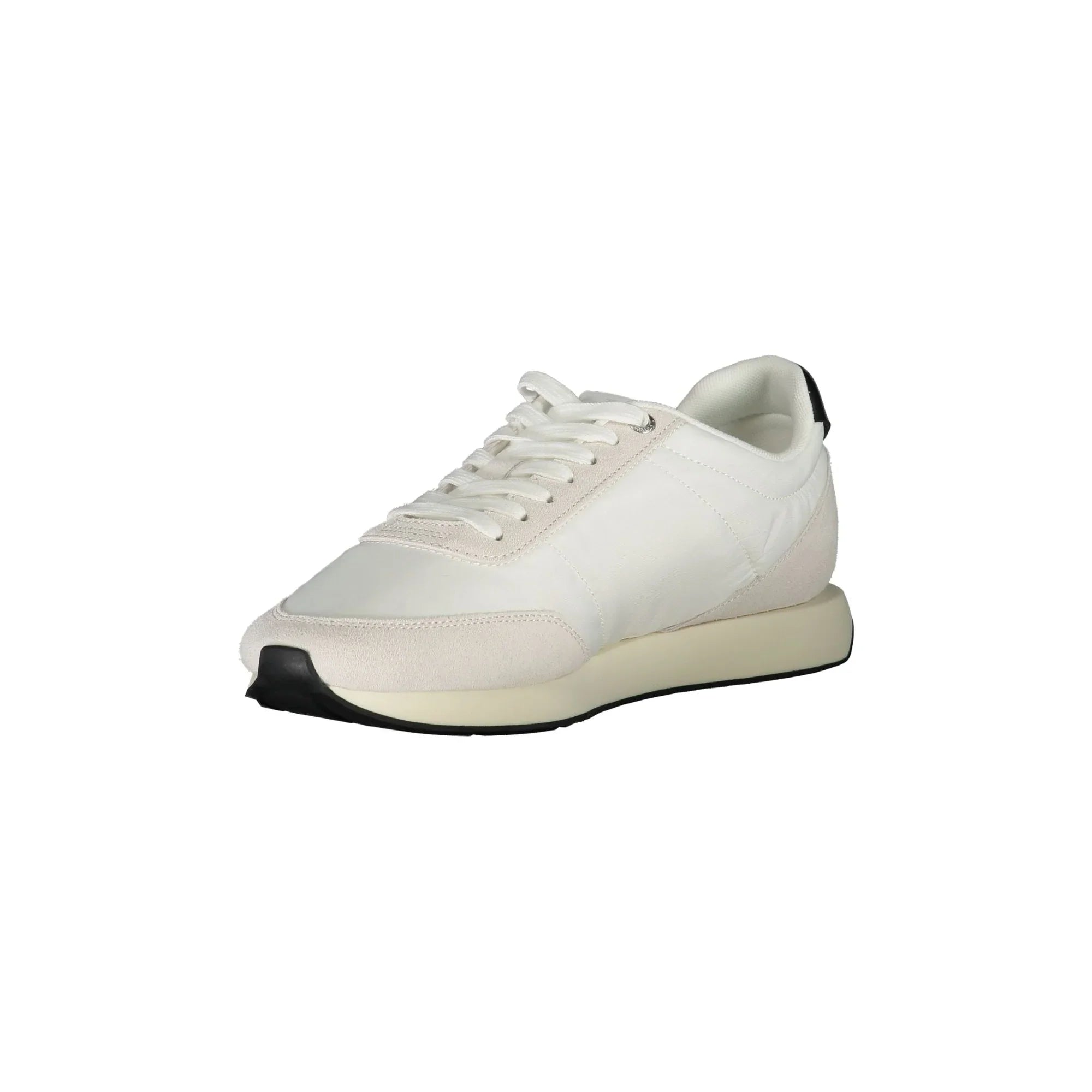 CALVIN KLEIN Men's White Lace-up Sneakers with Black Details